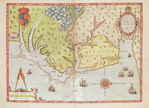 Admiranta Narratio... Map of Virginia, 1585-1588